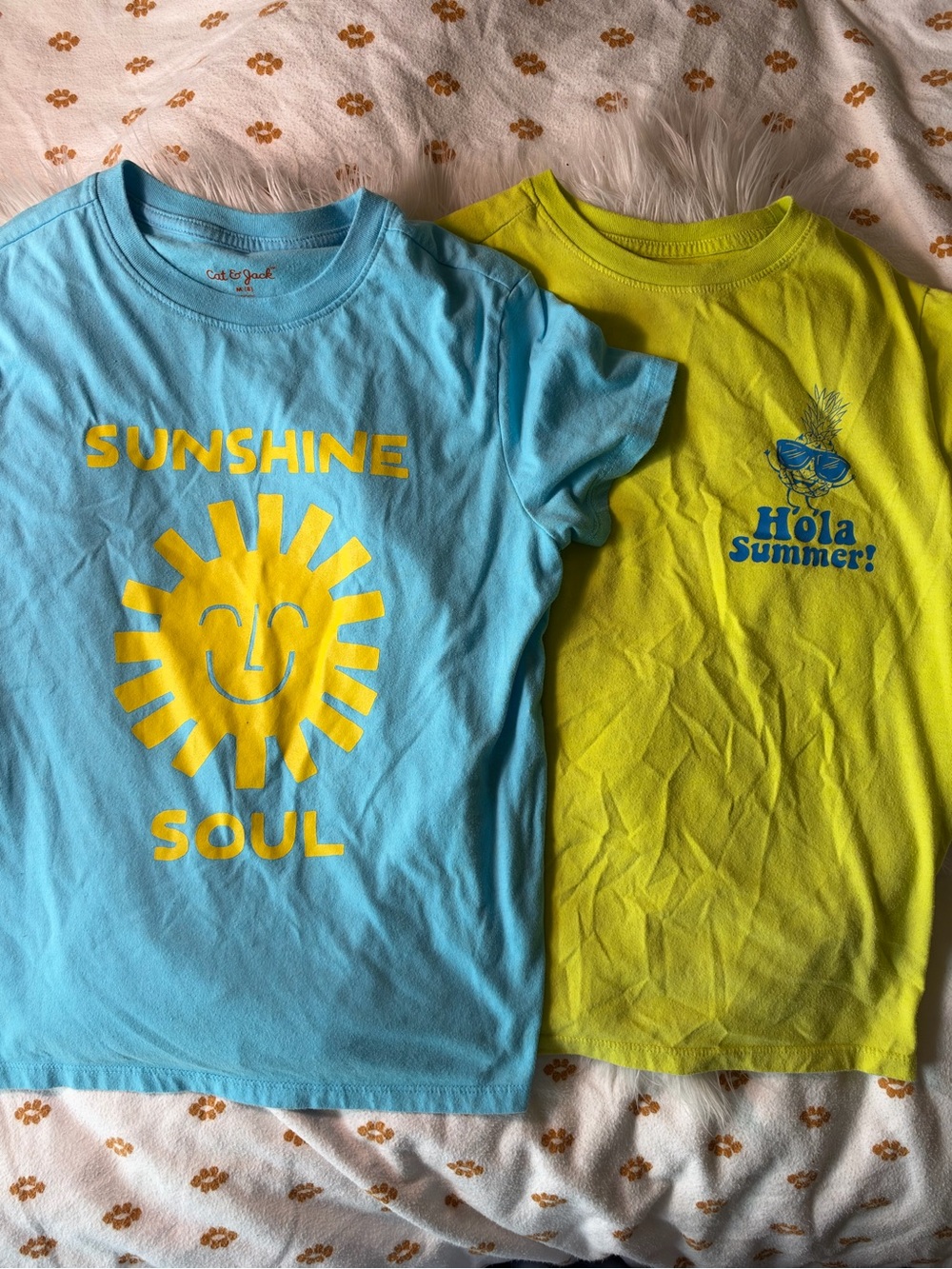 Cat & Jack Kids' Short Sleeve Tees - Blue & Yellow Graphic Set